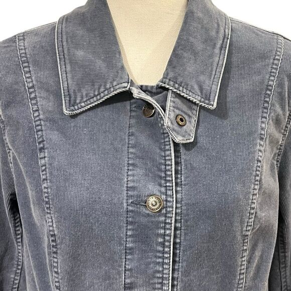 Eddie Bauer Grey Corduroy Utility Jacket Retro Academia Western Size LARGE - Picture 2 of 12